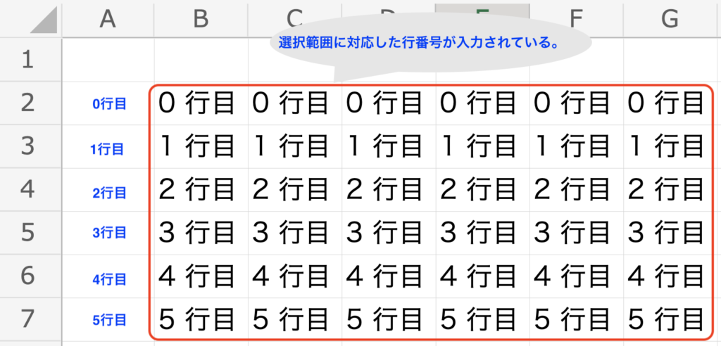 Excel OfficeScript Row() 実行後